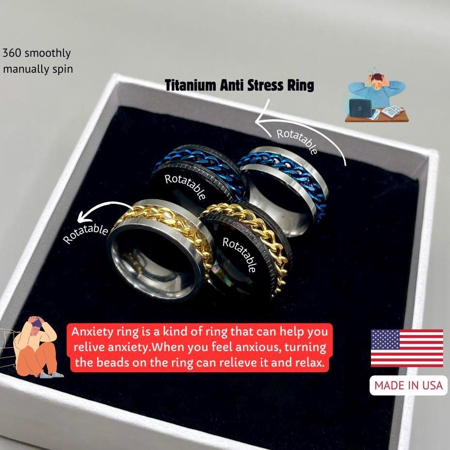 Tungsten Rings, Tungsten Band, Black Tungsten Ring, Spinner Ring, Silver Spinner Ring, Titanium Silver Spinner Ring, Anxiety Ring