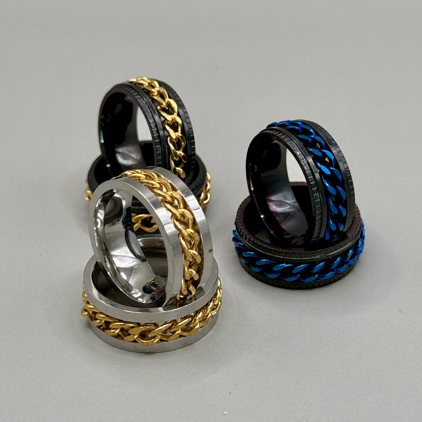 Tungsten Rings, Tungsten Band, Black Tungsten Ring, Spinner Ring, Silver Spinner Ring, Titanium Silver Spinner Ring, Anxiety Ring