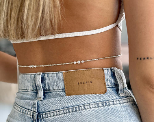 Plus Size Belly Chain, White Pearl Belly Chain