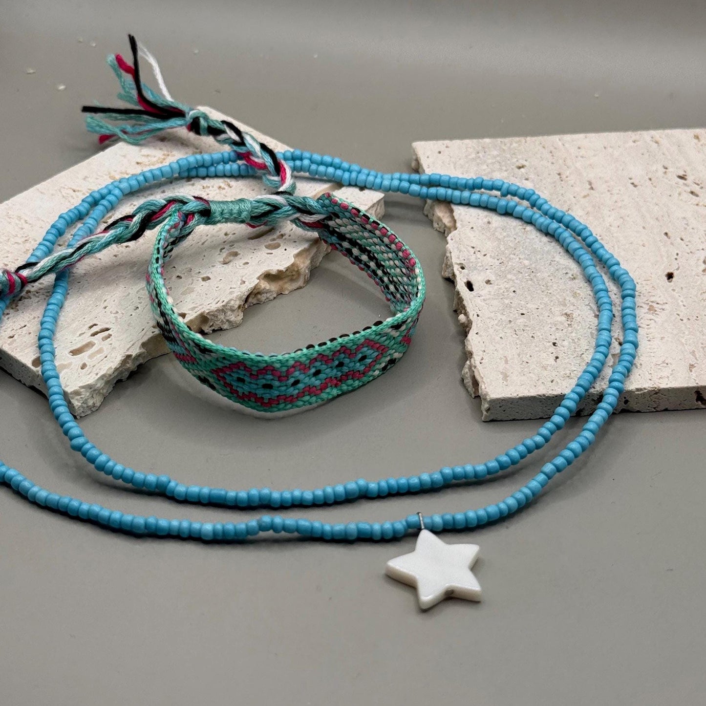 Belly Chain, Set With Bracelet Belly Chain Jewelry, Blue Waist Beads, Body Chain Beads, Waist Chain,Wave Bikini Bead Chain, Hips Chain