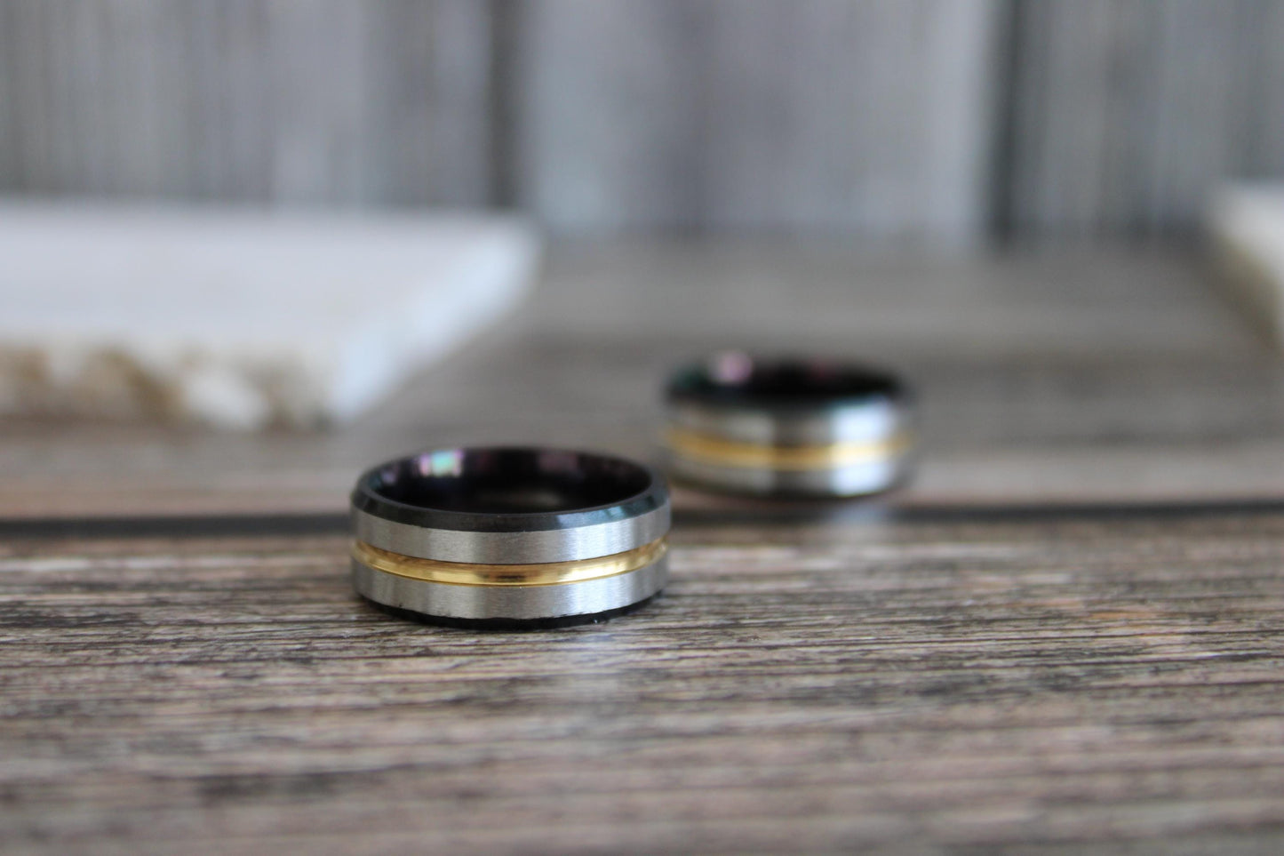 Black Ring Black Blue Tungsten Ring | Mens Wedding Ring Blue | Black Tungsten Brushed Thin Blue Line Wedding Band Ring | Blue Wedding Band