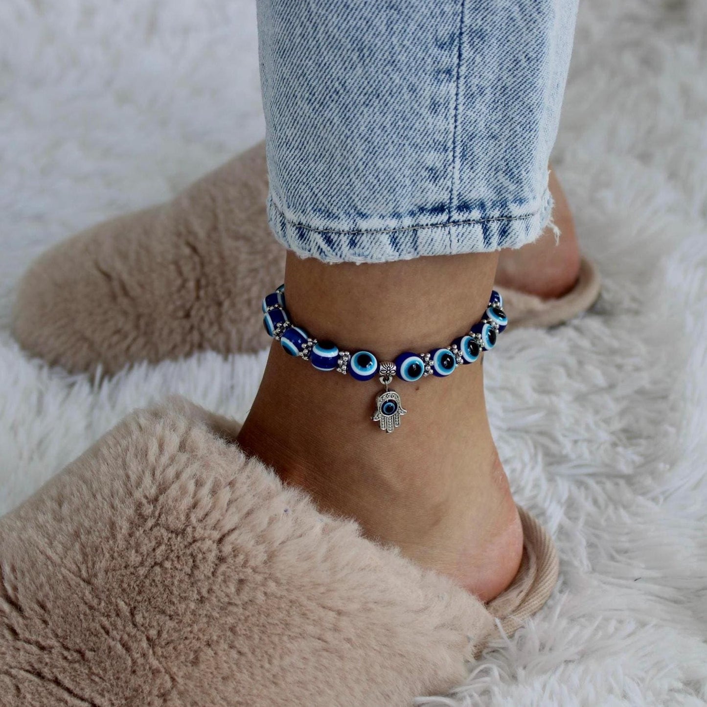 Evil Eye Anklet, Protection Red String Anklet, Beach Anklet, Dainty Anklet, Evil Eye Jewelry, Gift for her