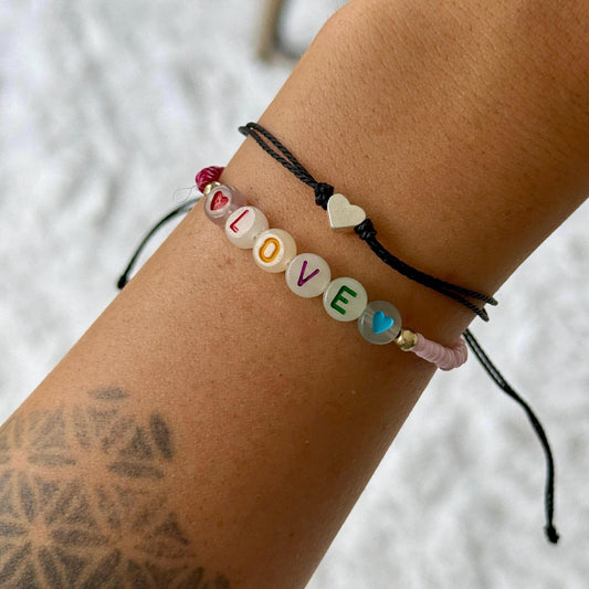 Personalized Name bracelet, Set of 2 Custom Initial bracelet, Couple Bracelet set, Surfer Bracelet, Heart Bracelet, Gift for Her