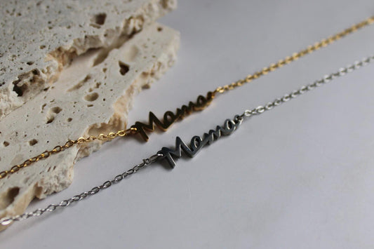 Mother Bracelet, Homemade Mama Bracelet in 14K Gold Plated, Mama Name Bracelet, Silver Bracelet, Personalized Jewelry,Perfect Gift