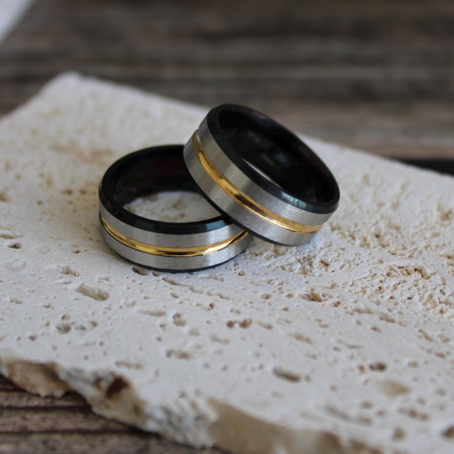 Black Ring Black Blue Tungsten Ring | Mens Wedding Ring Blue | Black Tungsten Brushed Thin Blue Line Wedding Band Ring | Blue Wedding Band