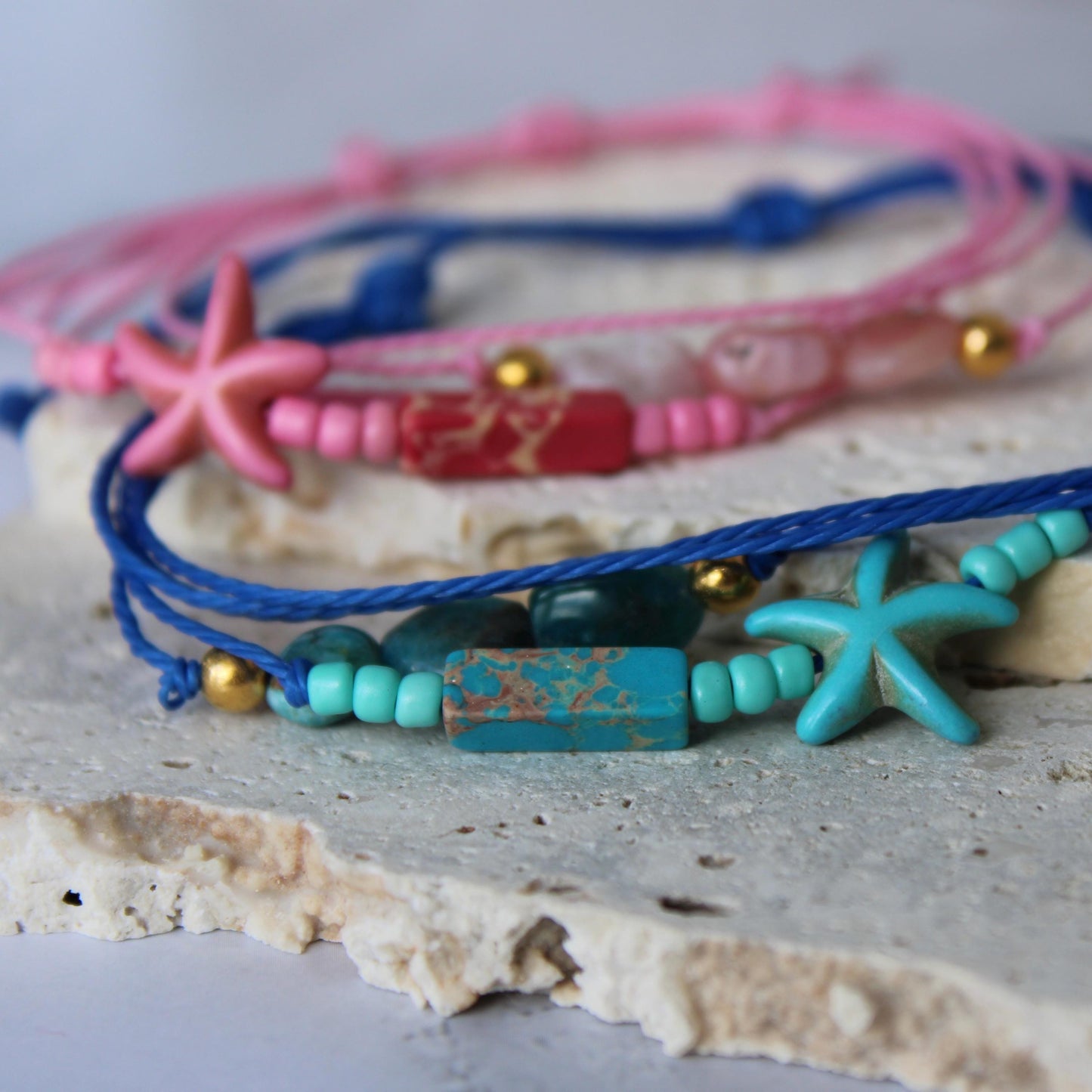 Surfer Beach Anklet Set 8Pcs - Womens Boho Ethno Ankle Bracelet - Blue Beaded Ankle - Beach Anklet, Surfer Anklet, Gift For Her