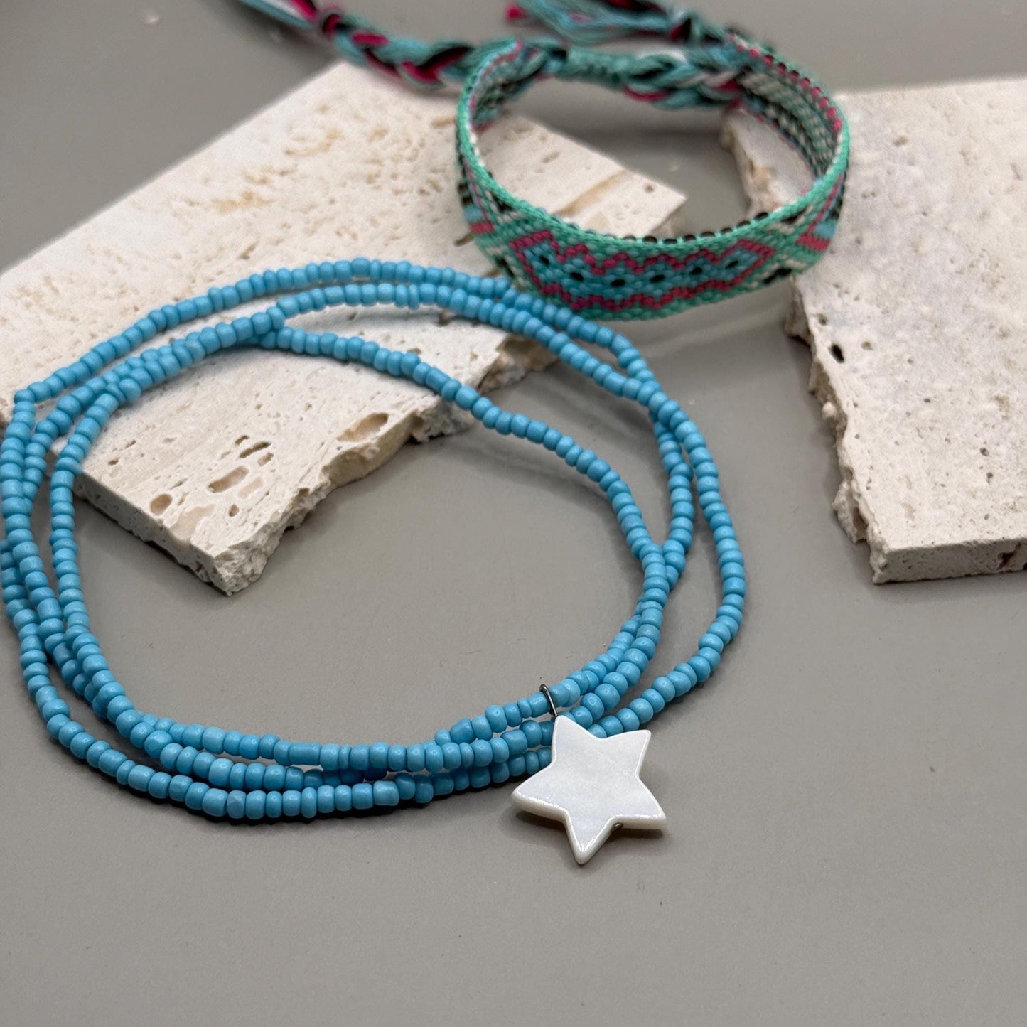 Belly Chain, Set With Bracelet Belly Chain Jewelry, Blue Waist Beads, Body Chain Beads, Waist Chain,Wave Bikini Bead Chain, Hips Chain