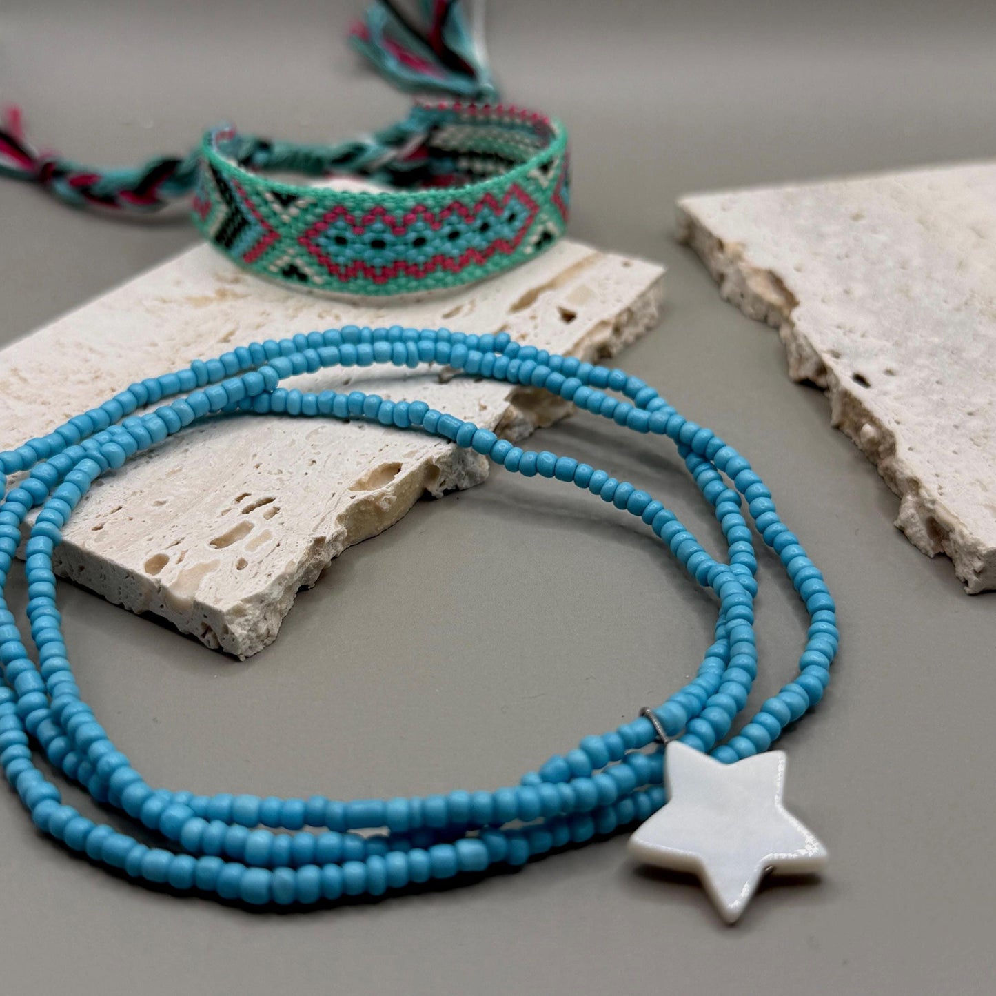 Belly Chain, Set With Bracelet Belly Chain Jewelry, Blue Waist Beads, Body Chain Beads, Waist Chain,Wave Bikini Bead Chain, Hips Chain